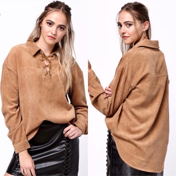 ❄️CAMEL CORDUROY LACE UP HIGH LOW TOP - Picture 4 of 8